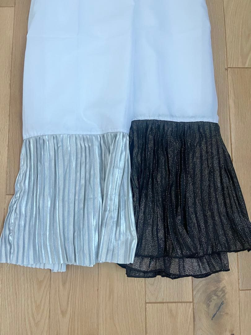 プリーツ裾除け　シルバーとブラックラメ