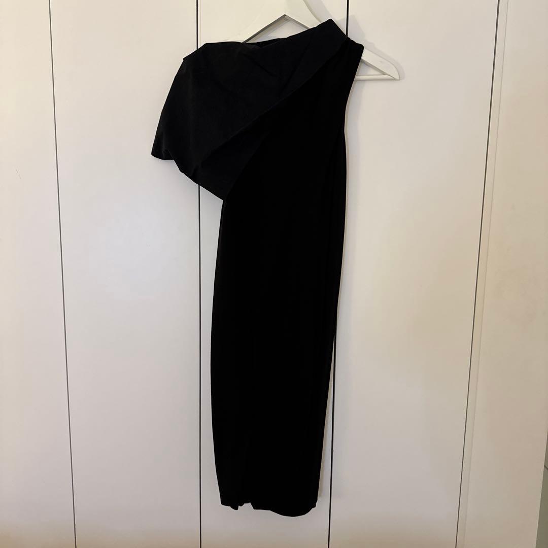 リックオウエンス 変形 ワンピース 切り替え シルク素材 黒色