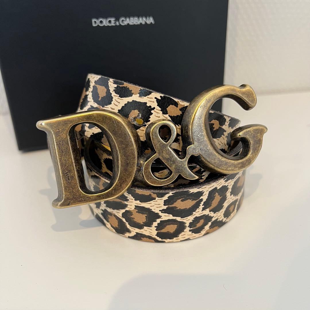 美品 ドルチェアンドガッバーナ メンズ ベルト ヒョウ レオパード