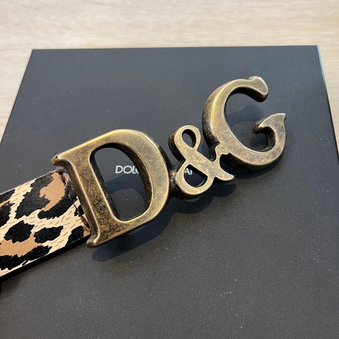 美品 ドルチェアンドガッバーナ メンズ ベルト ヒョウ レオパード