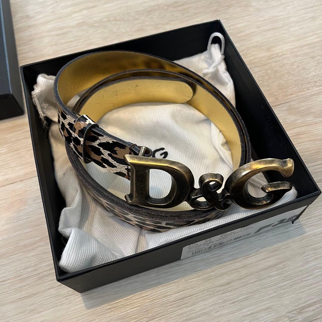 美品 ドルチェアンドガッバーナ メンズ ベルト ヒョウ レオパード