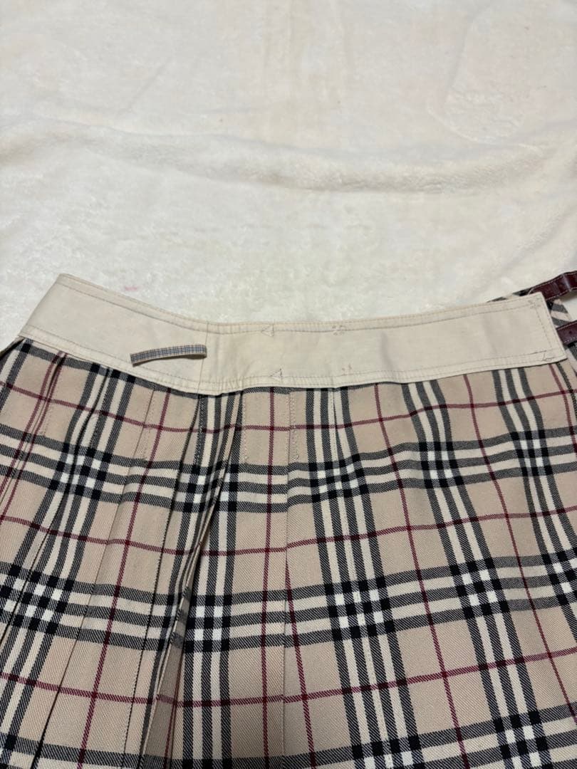 バーバリーブルーレーベル ラップスカート ノバチェック プリーツ ベージュ 36