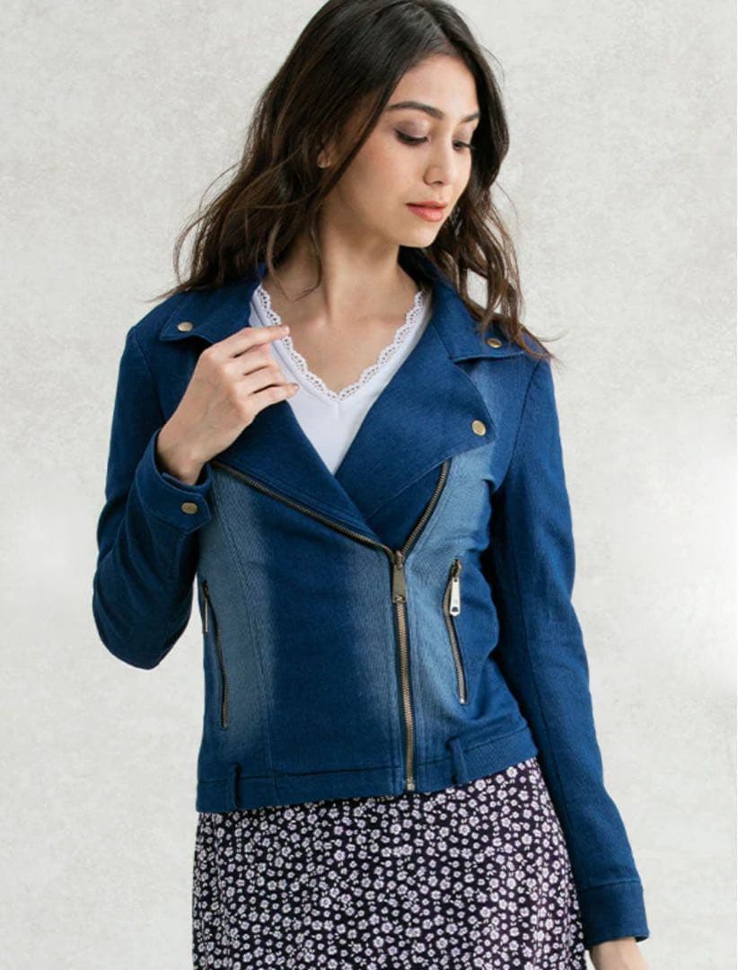 インディゴストレッチデニムライダースジャケットケイミー新品JARS112811