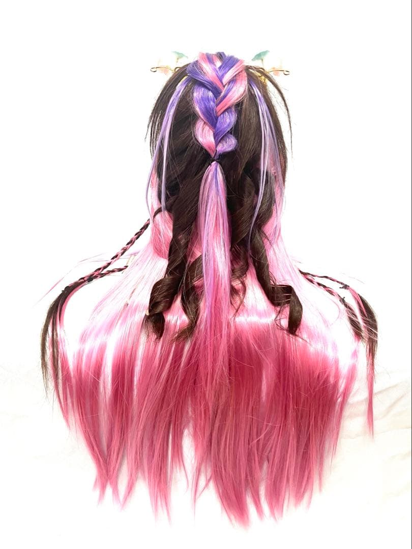 辰巳8号サイズ、ピンク耐熱グラデーションプラス、中古大衆演劇かつら、舞踊かつら