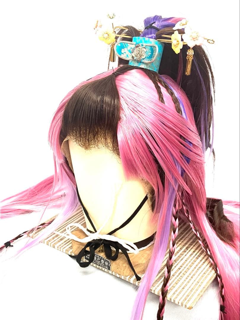 辰巳8号サイズ、ピンク耐熱グラデーションプラス、中古大衆演劇かつら、舞踊かつら