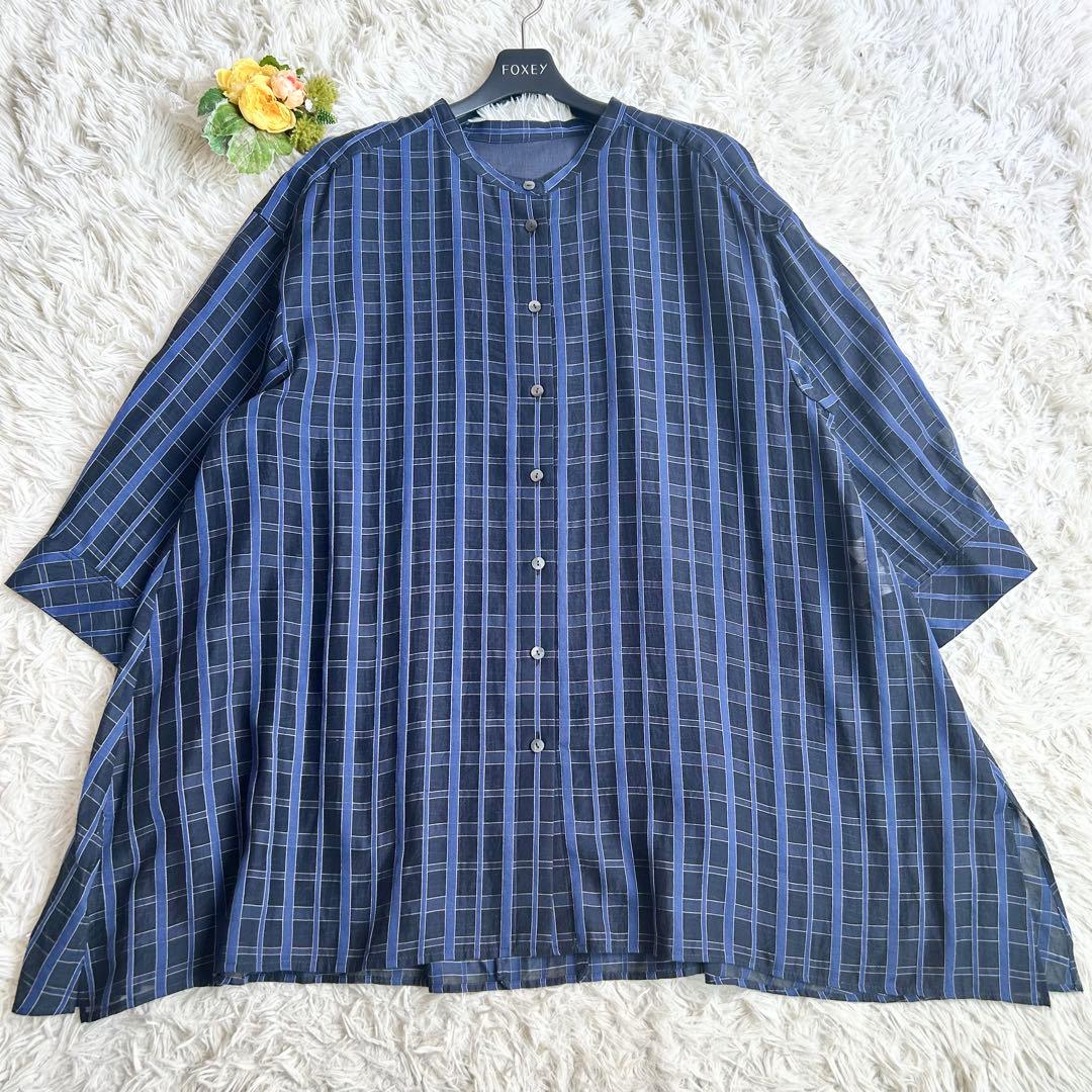 未使用級 24年♡レリアン プラスハウス チュニック チェック 13+ シルク混