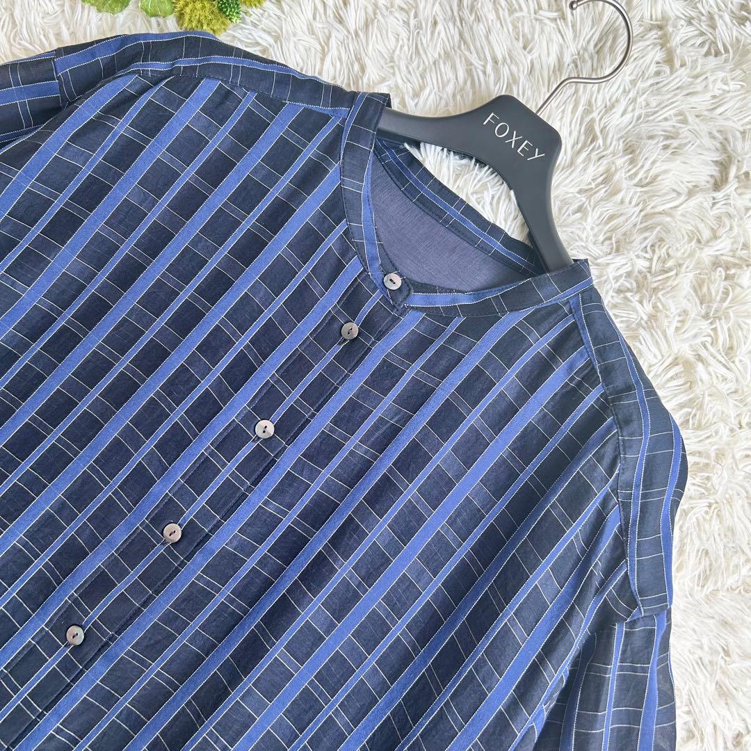 未使用級 24年♡レリアン プラスハウス チュニック チェック 13+ シルク混