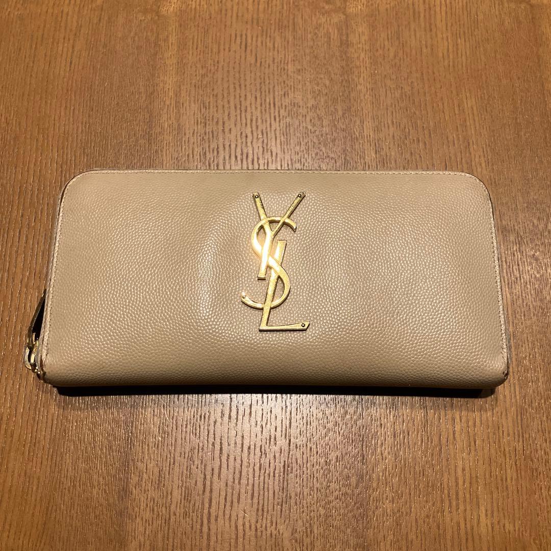 YSL ベージュ 長財布　レザー