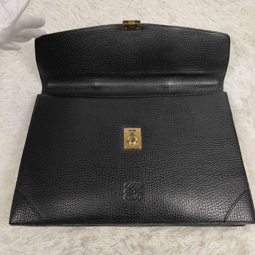 本日限定価格　ロエベ　ブリーフケース　アナグラム　シボ革　A4収納可能　鍵付き