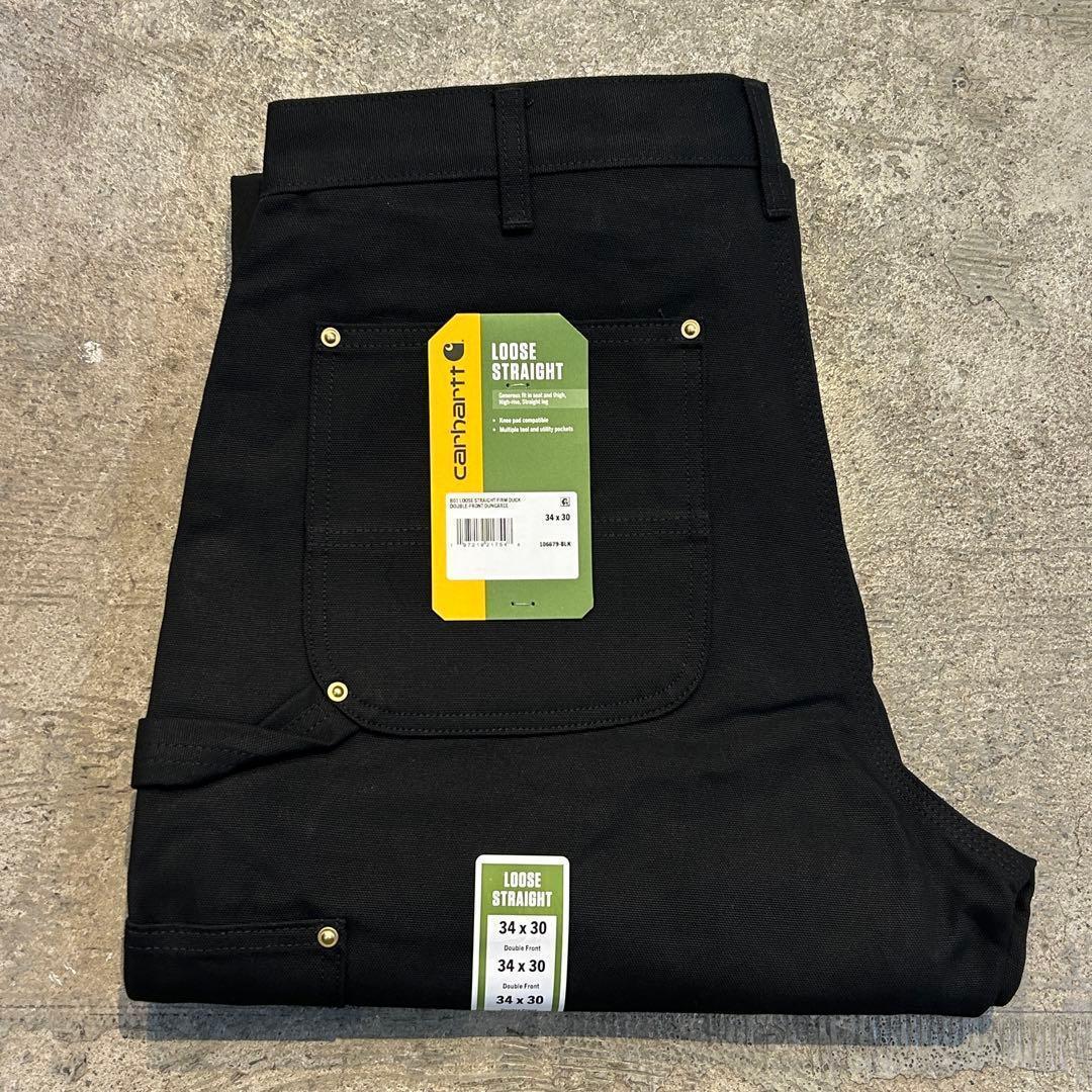 新品 Carhartt カーハート B01 ダック ダブルニー パンツ 黒W34