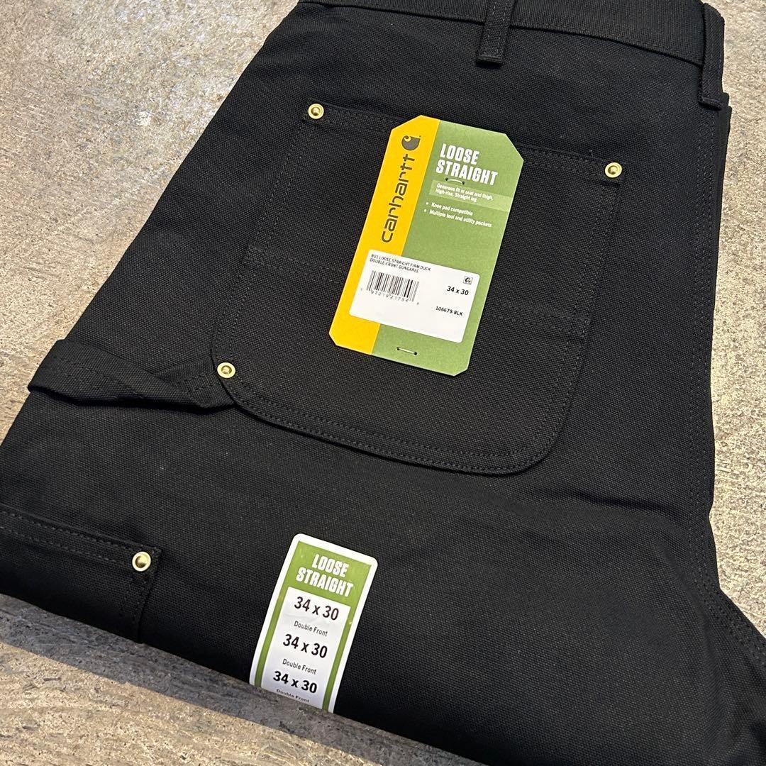 新品 Carhartt カーハート B01 ダック ダブルニー パンツ 黒W34