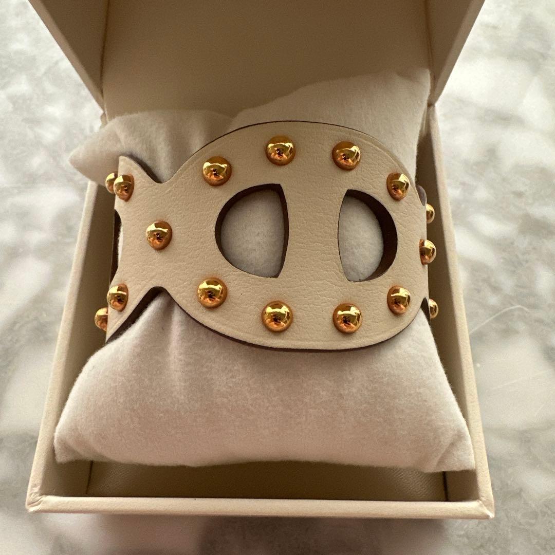 最終値下 HERMES エルメス シェーヌダンクル レザーバングル スタッズ