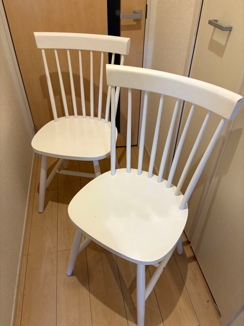 【2脚まとめ】北欧 アンティーク　ウィンザーチェア ダイニングチェア　ホワイト