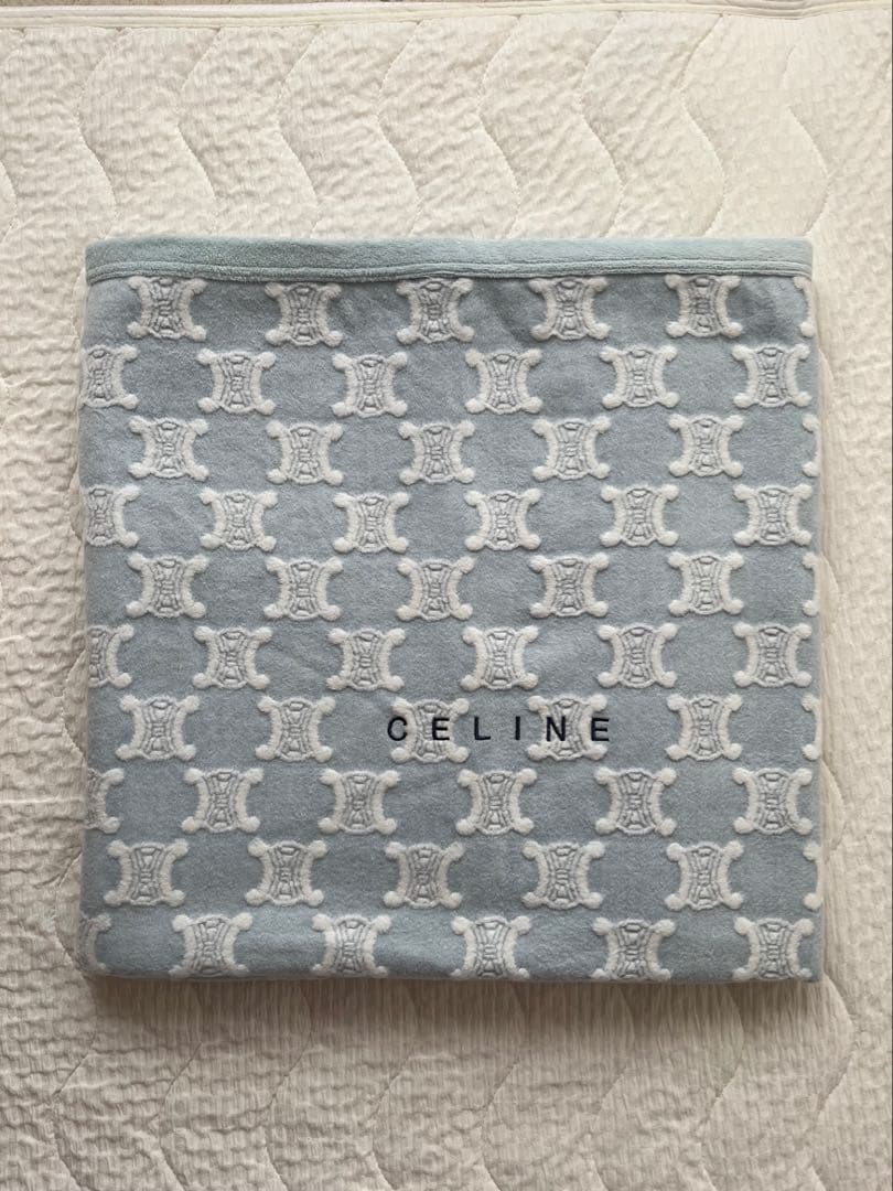 新品未使用　セリーヌ　綿毛布　シングル　ブルー　トリオンフ　マカダム