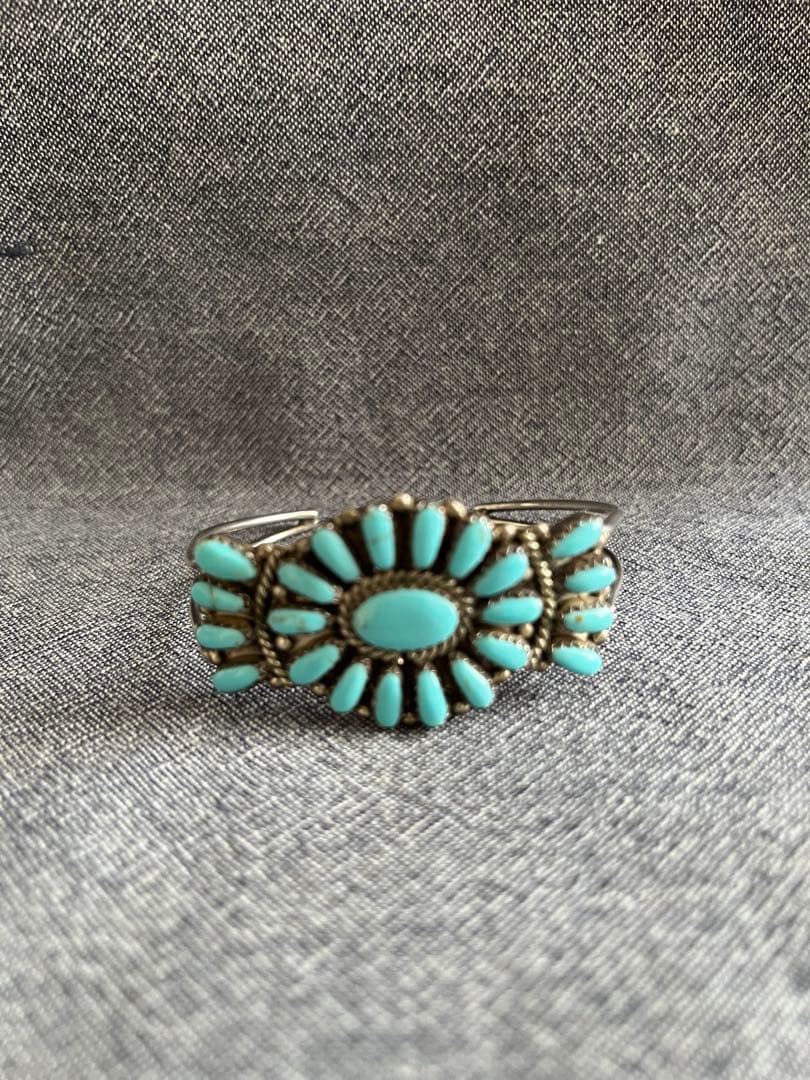 HARPOターコイズ　フラワー　バングル　インディアンジュエリー