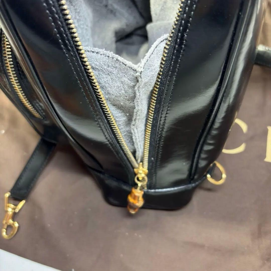 美品　グッチ ボディバッグ バンブー ワンショルダー 斜め掛け レザー ブラック