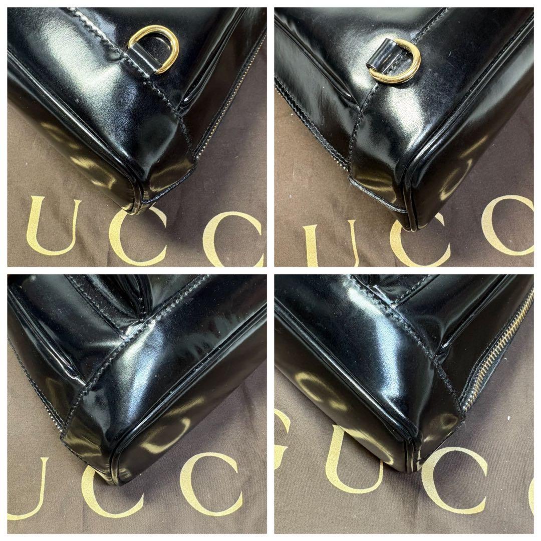 美品　グッチ ボディバッグ バンブー ワンショルダー 斜め掛け レザー ブラック