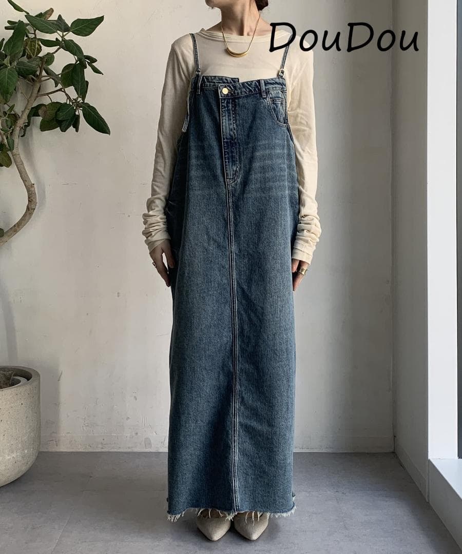 新品　DouDou ドゥドゥ　デニム　ジャンスカ　ワンピース　PSサイズ
