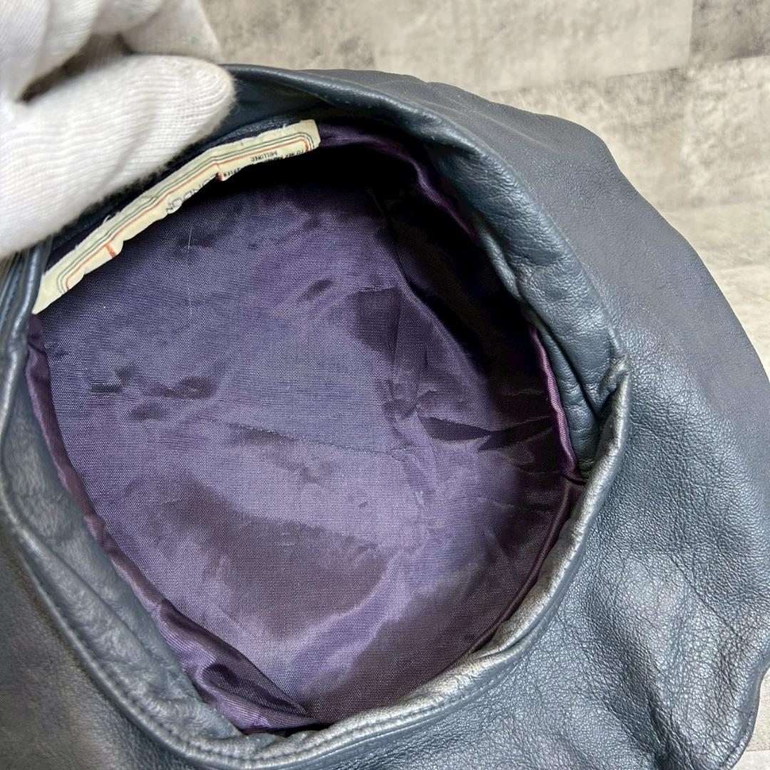 70s 80s frederiek fox レザーベレー帽　英国製　DMG60