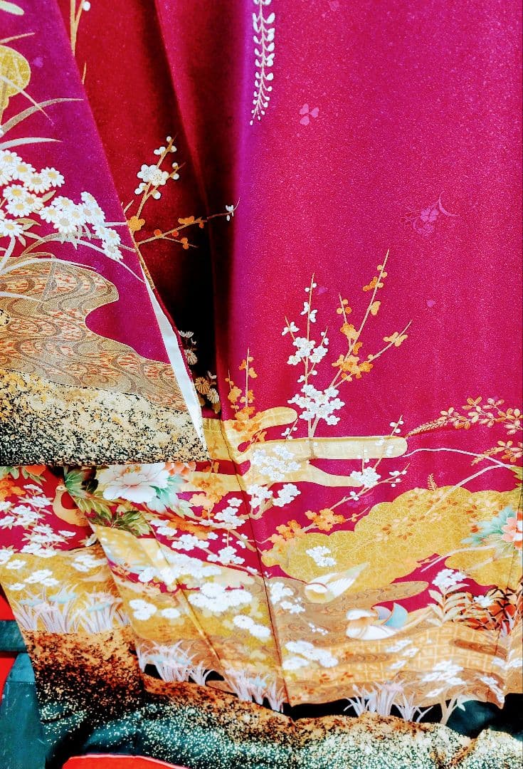 紫色 花柄 振袖 着物