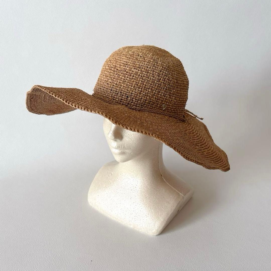 ヘレンカミンスキー ラフィアハット つば広 ワイヤー 麦わら帽子