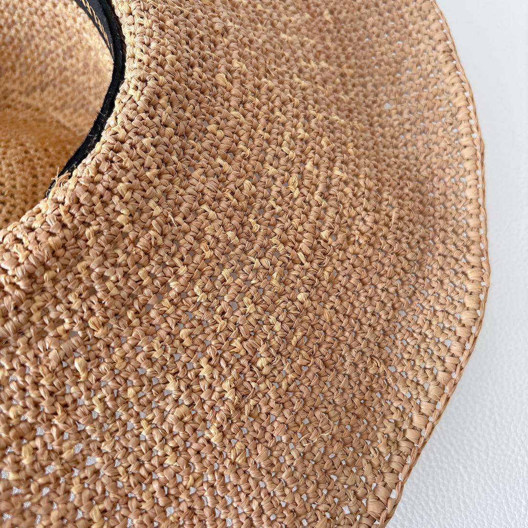 ヘレンカミンスキー ラフィアハット つば広 ワイヤー 麦わら帽子