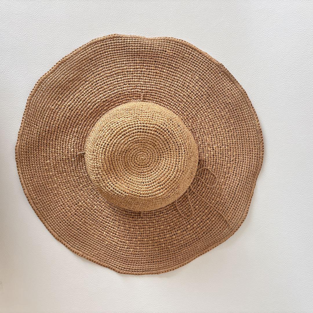 ヘレンカミンスキー ラフィアハット つば広 ワイヤー 麦わら帽子