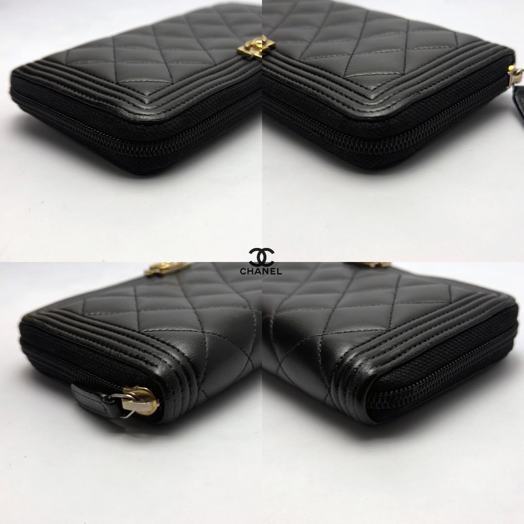 正規品　CHANEL ボーイシャネル　ゴールド金具　ラウンドファスナー　長財布