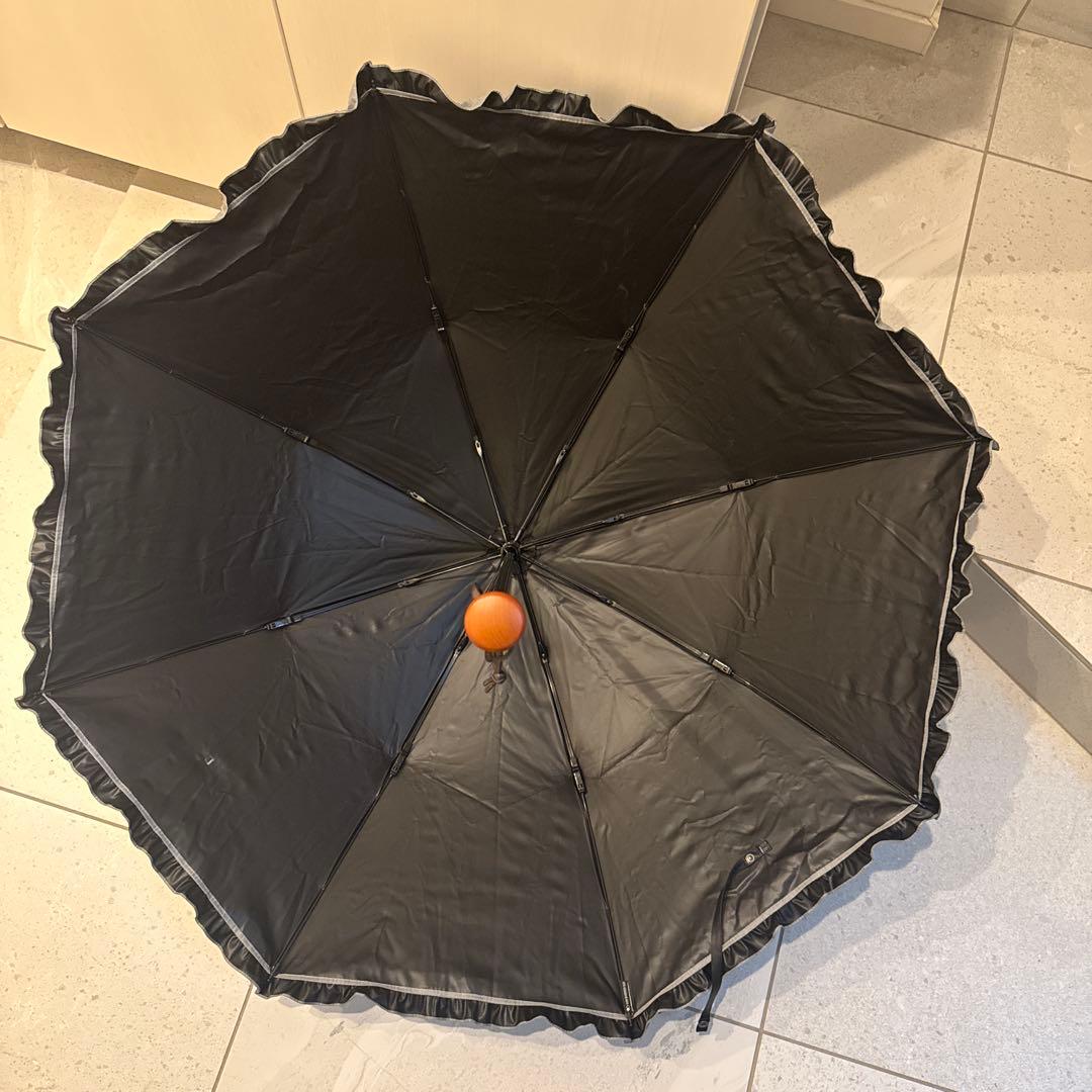 サンバリア100折りたたみ日傘 フリル付き グレー