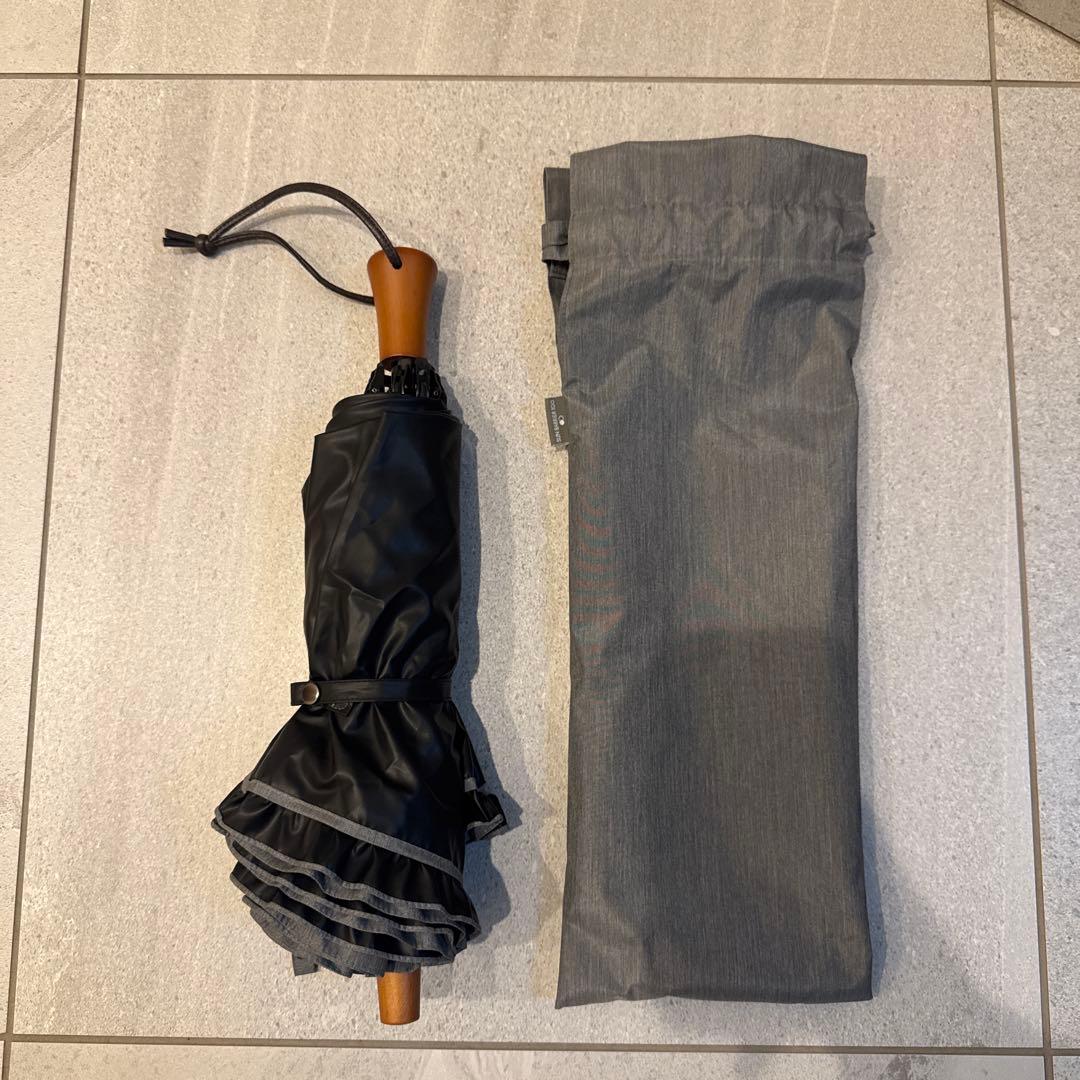 サンバリア100折りたたみ日傘 フリル付き グレー