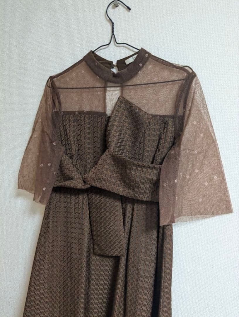 【LEJA】【定価21,700円】ビスチェ風切り替え　ワッフル生地ドレス