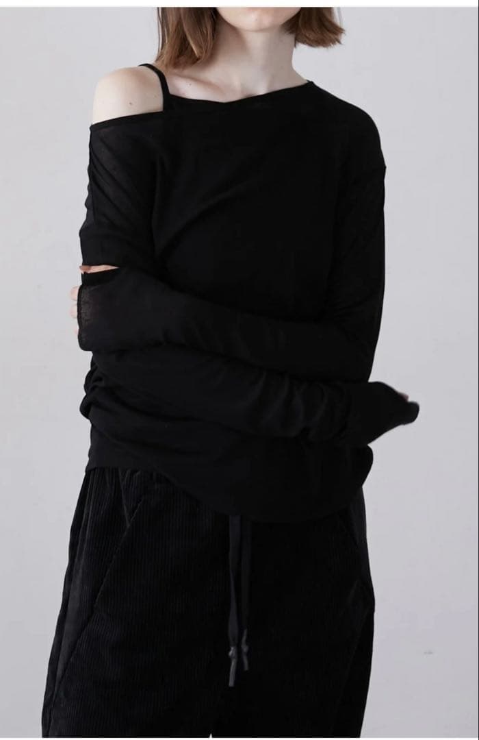 トップス LA PEAU DE GEM two piece sheer rib tee