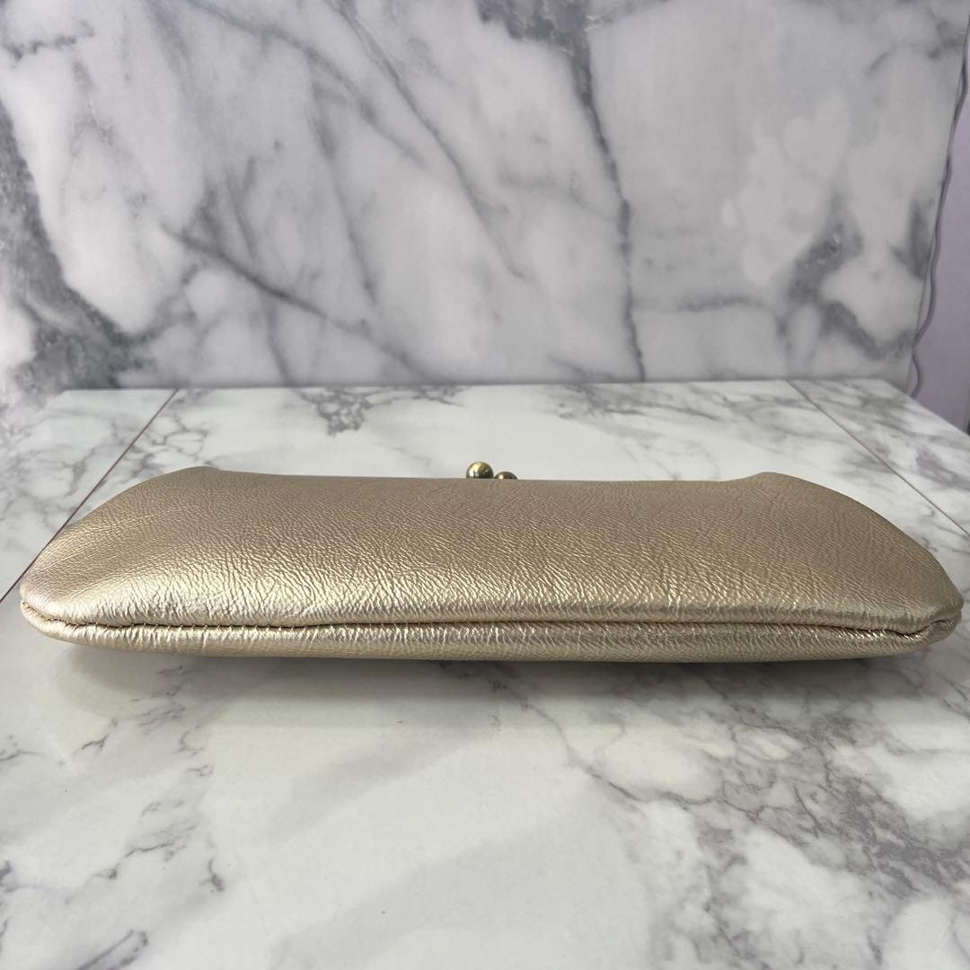 ハッピー　ハンドメイド本革がま口長財布