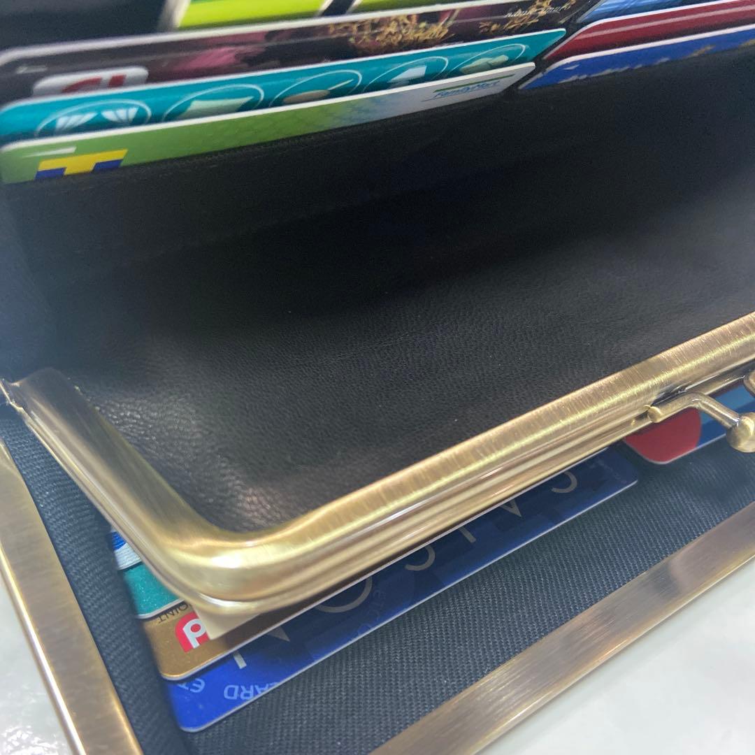 ハッピー　ハンドメイド本革がま口長財布