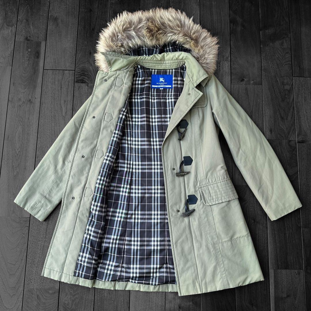 バーバリーブルーレーベル　ラクーンファー　モッズコート　ミリタリーコート