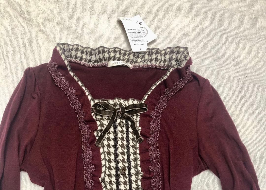 axes femme重ね着風トップス　チェック　リズリサ　系甘ロリ