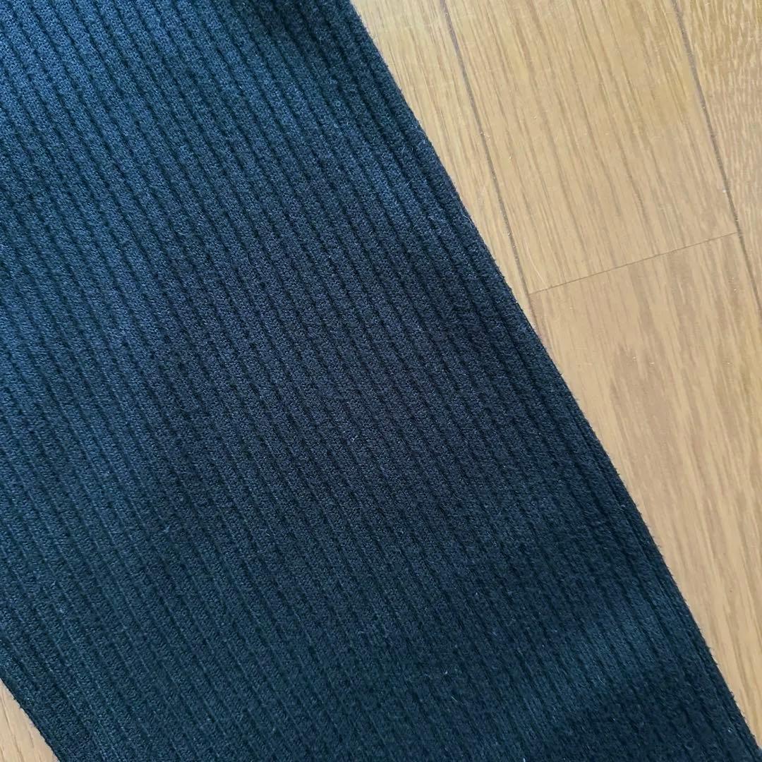 リブ編みフリル裾パンツ ブラック