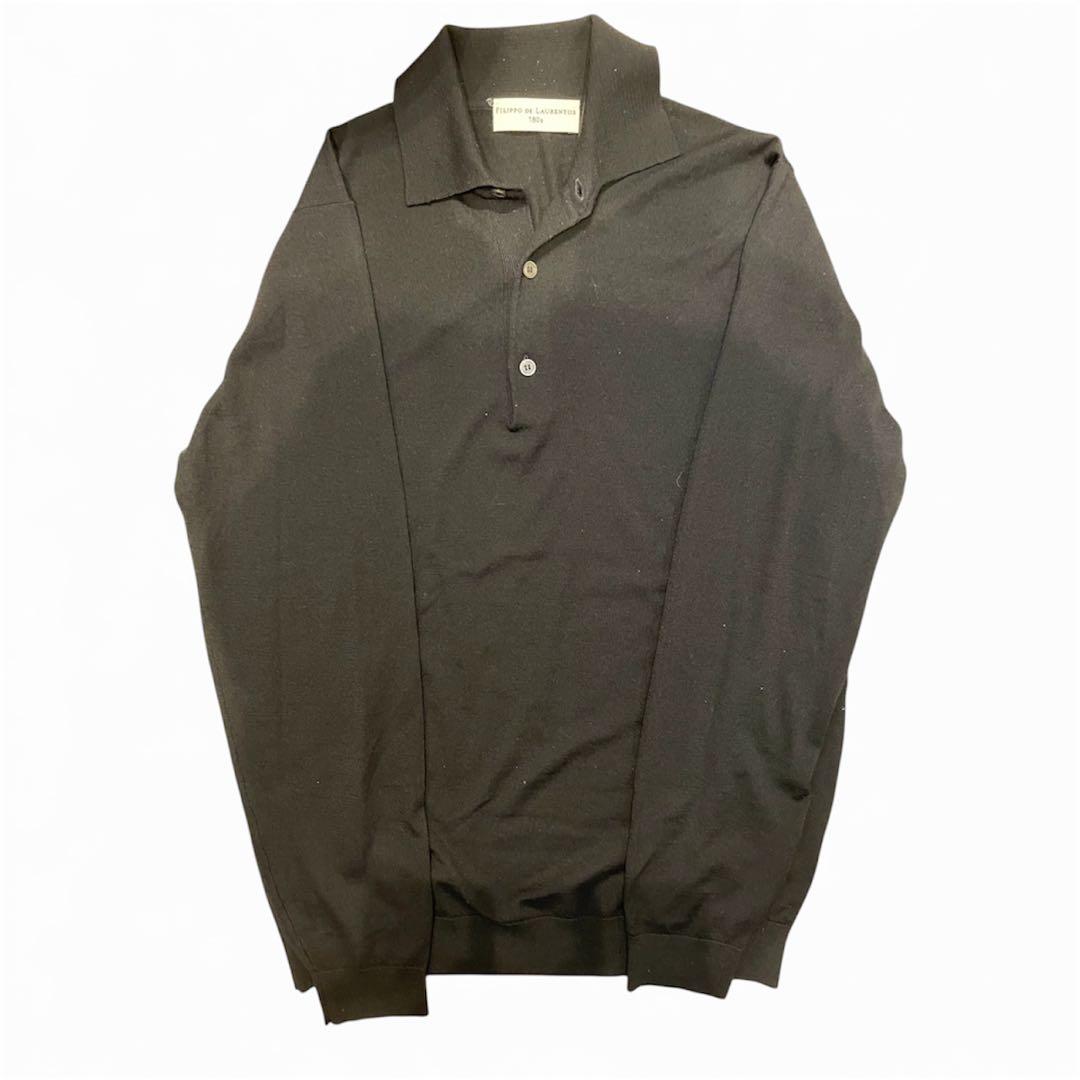 Filippo de Laurentiis ブラック ニットポロ ブラック 48