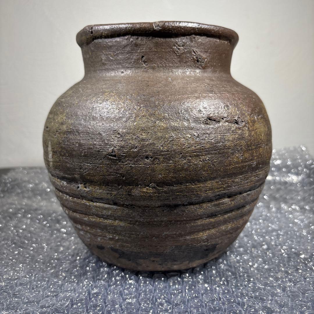 真作　古備前壷　桂又三郎極め　書き付け　室町末期の作