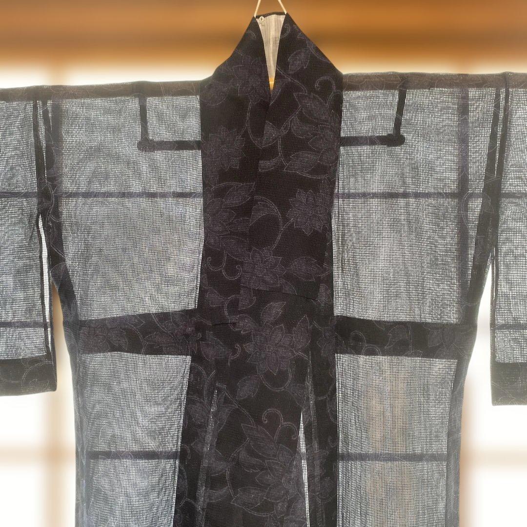 綿紅梅　ネイビー浴衣