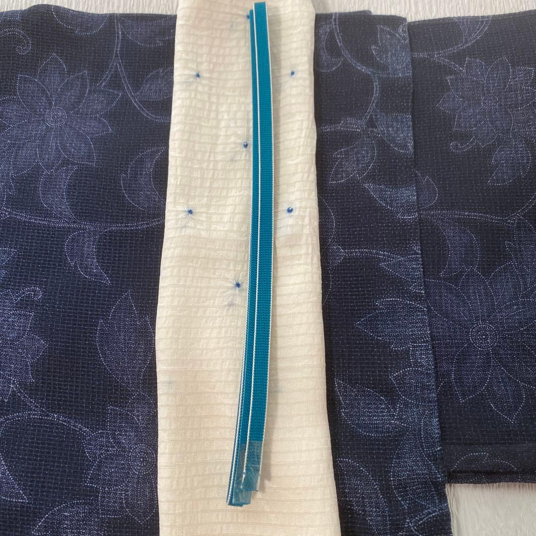 綿紅梅　ネイビー浴衣