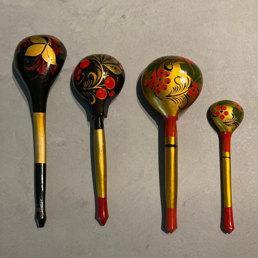 ロシア伝統工芸品 ホフロマ塗り 漆器 トレイ 小物入れ 食器 12点セット