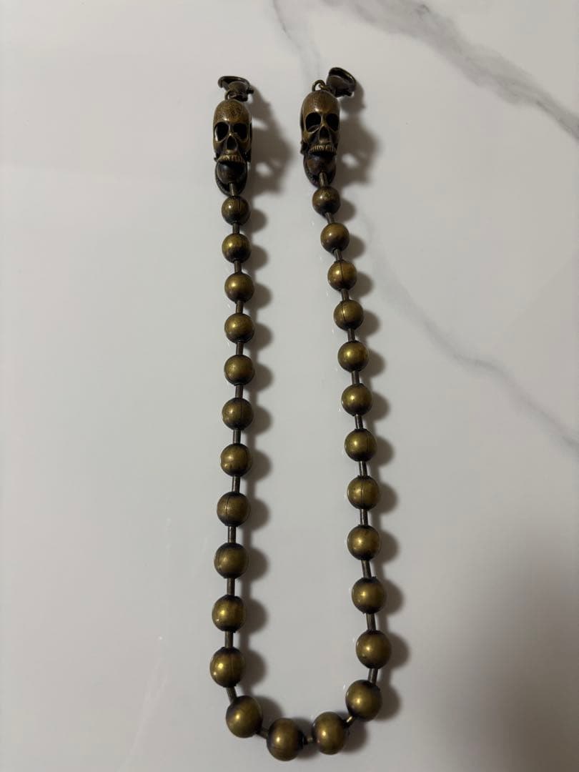スカルデザイン ブロンズビーズ ウォレットチェーン
