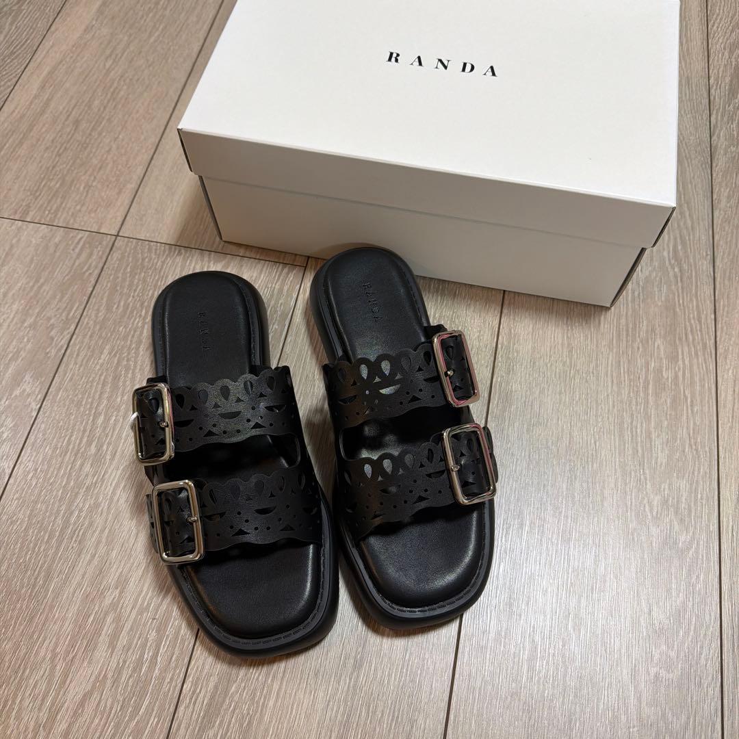 RANDA ブラックサンダル バックストラップ