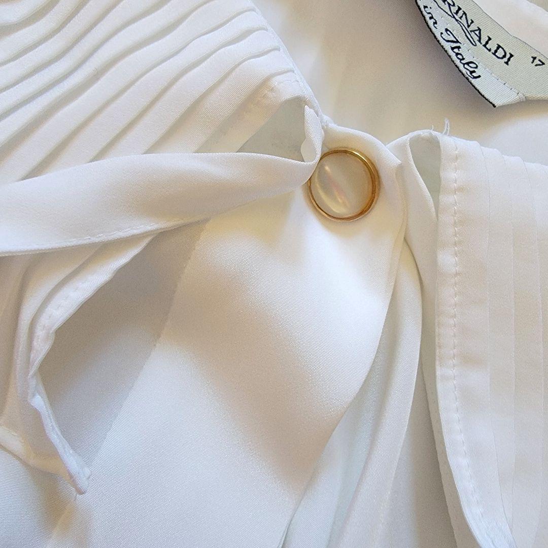 マリナリナルディ●プリーツフリルが素敵♪ボウタイリボンブラウス/イタリア製 3L