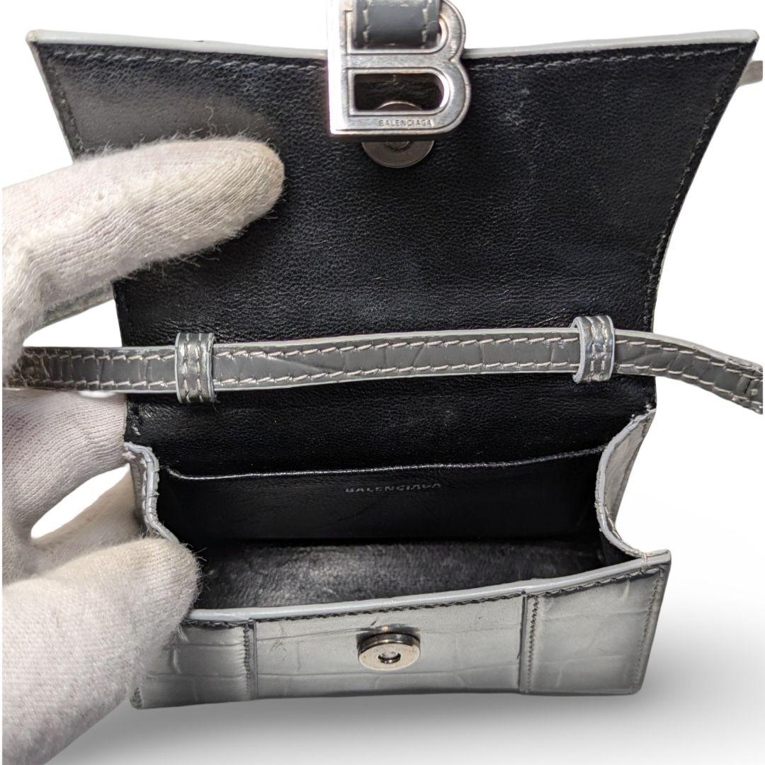 BALENCIAGA アワーグラス　ミニ　クロコ　ミニショルダーバッグ