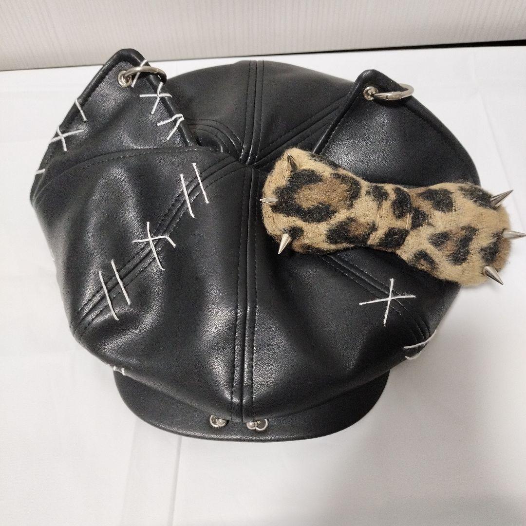 猫耳　レザーキャスケット