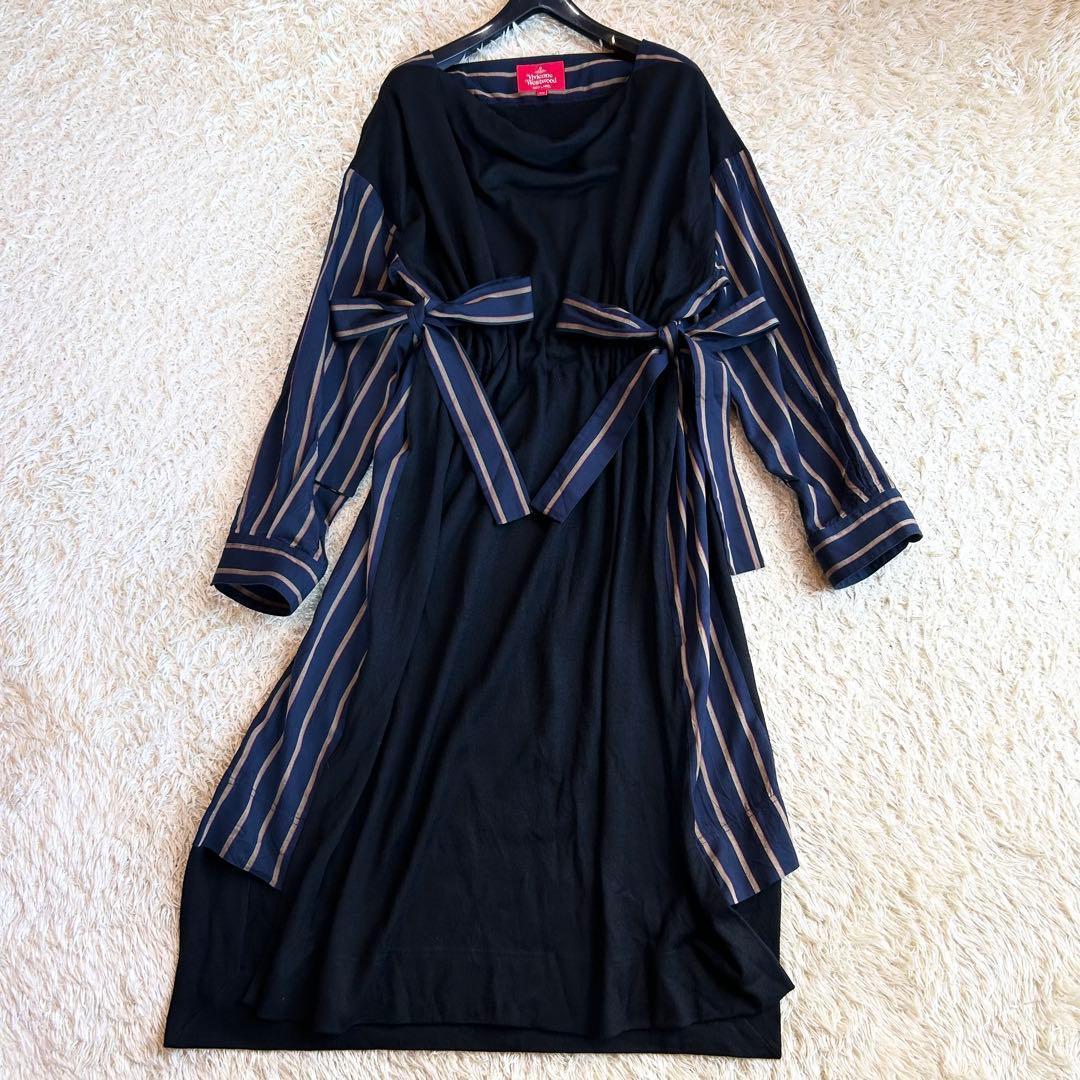 【超希少✨️ヴィヴィアンウエストウッド】 リボン ストライプ 変形 ワンピース