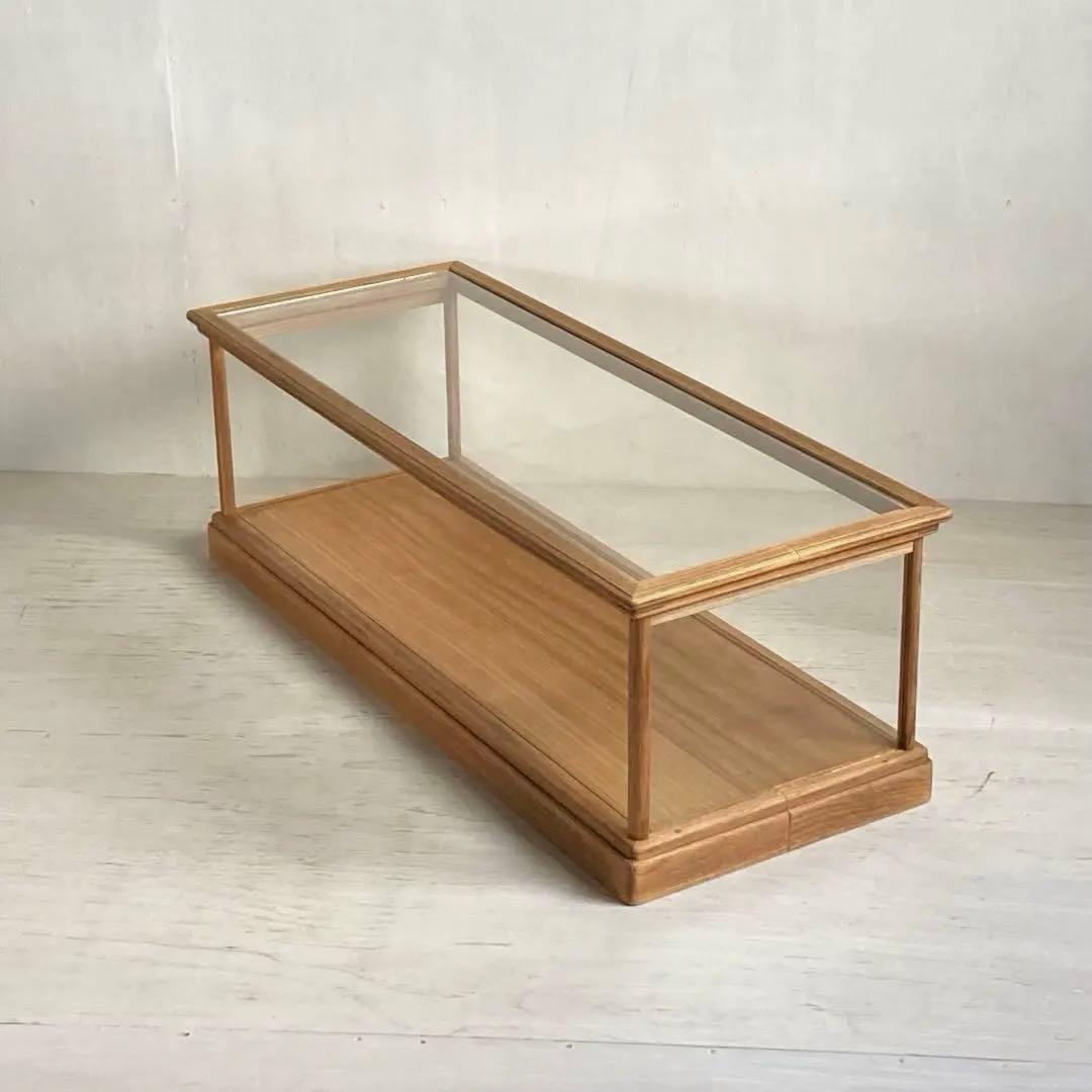 古い木製ガラスケース 横長 ショーケース オープンタイプ