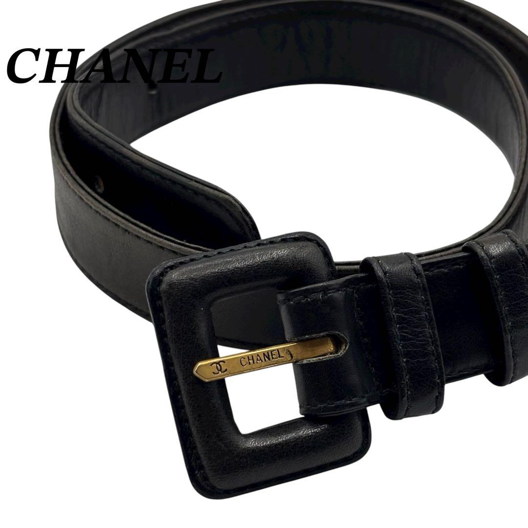 CHANEL シャネル　ベルト　レザー　ブラック　ブランドロゴ　レディース